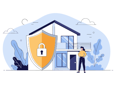A woman stood outside of a house with a protected shield illustrating the Form LL anti-fraud restriction