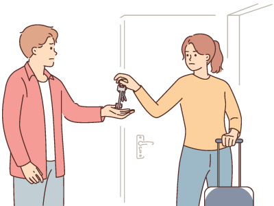 A woman giving keys back to her partner whilst leaving their property | SAM Conveyancing answers 'Can a Jointly Owned Property Be Sold by One Owner?'