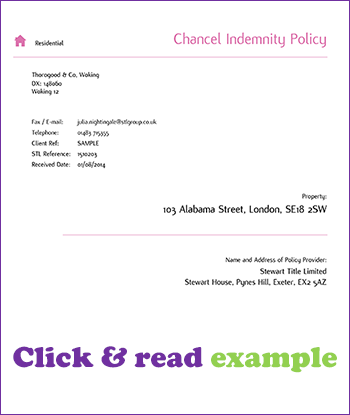 No Search Chancel Indemnity Insurance Example