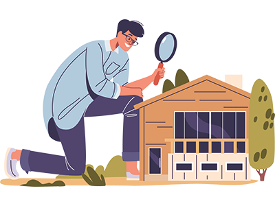 Man with magnifying glass checking out the home. SAM Conveyancing answers: What is a cheeky offer on a house? 