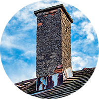 A damaged chimney, allowing water ingress, flagged in a RICS Home Survey from SAM Conveyancing