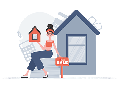 Woman sitting on a stack of documents holding up a house. SAM Conveyancing's can you do your own conveyancing guide.