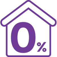 A house icon with '0 percent' inside, representing a Declaration of No Interest from SAM Conveyancing