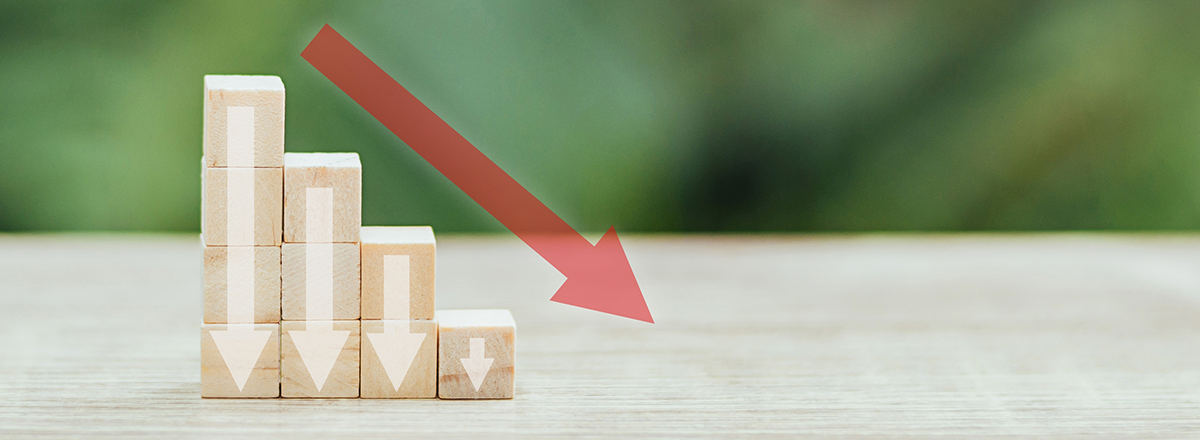 Arrows staggered downwards representing the falling base rate. SAM Conveyancing's Housing Market Report for December 2025.