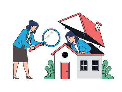 A surveyor inspecting the outside and interior of a house| SAM Conveyancing's guide to snagging surveys