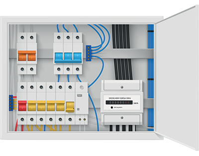 A fuse box open for visual inspection. SAM Conveyancing answers: Does a home survey include electrics?