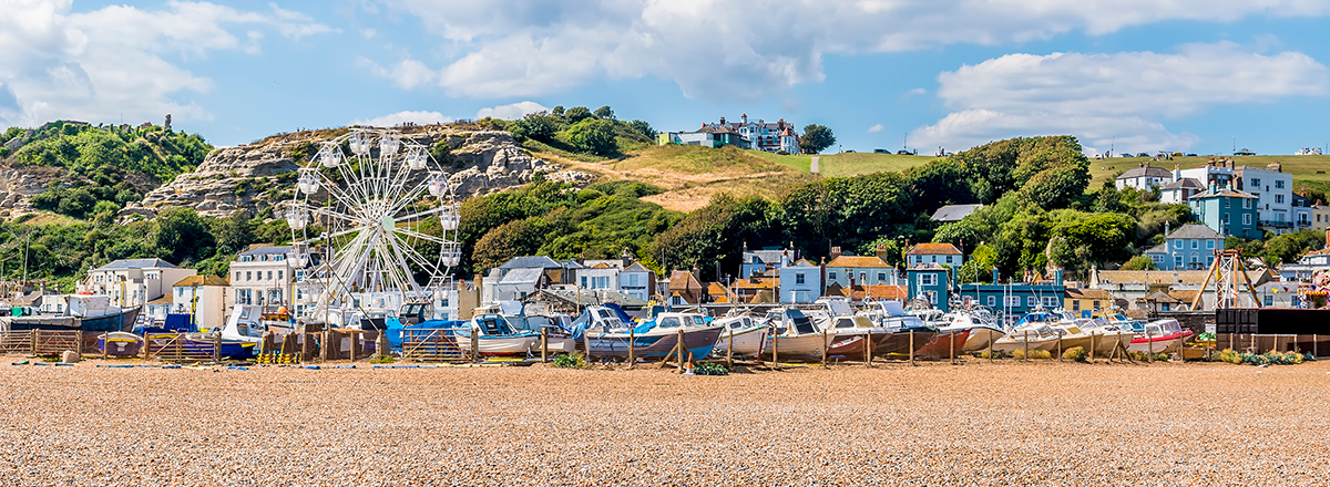 Old town beach in Hastings, East Sussex. SAM Conveyancing's report on the East Sussex Housing Market