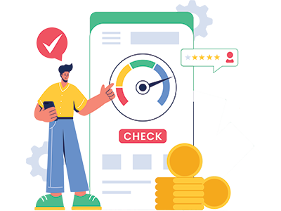 A first-time buyer evaluating his internal credit score dashboard on a smartphone. A SAM Conveyancing's guide to achieving mortgage success.