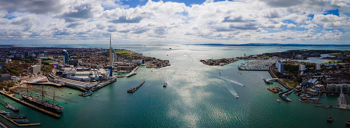 Aerial view of Portsmouth. Hampshire Property Market overview from SAM Conveyancing