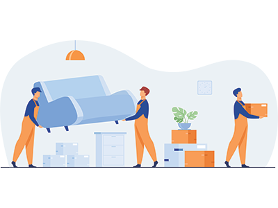 moving company taking furniture out of home. SAM Conveyancing's guide to how long does it take to move house.