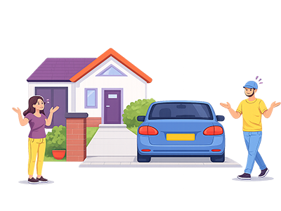 Homeowner confronting a driver after a car blocks access to a private driveway and dropped kerb | SAM Conveyancing's guide to dealing with a blocked driveway