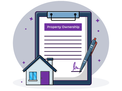 A property ownership form next to a house and a pen. SAM Conveyancing explains the pros and cons of joint tenants vs tenants in common
