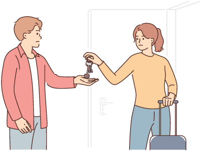 A woman giving keys back to her partner whilst leaving their property. SAM Conveyancing answers 'Can a Jointly Owned Property Be Sold by One Owner?'
