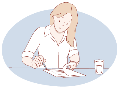 A woman signing her lease extension on completion document to pass the benefit onto her buyer. SAM Conveyancing runs through the process and how much it costs to extend the lease on completion