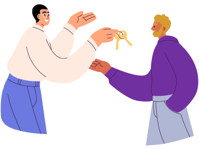 Two people (a Leaseholder and a Freeholder) exchanging keys. SAM Conveyancing runs down the Leasehold and Freehold Reform Act 2024 with what's in place and what's to come
