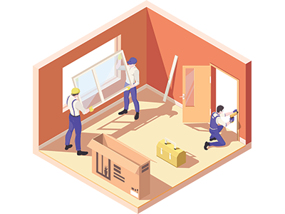 Illustration of a renovation being completed inside a flat | SAM Conveyancing's guide to Licence to Alter