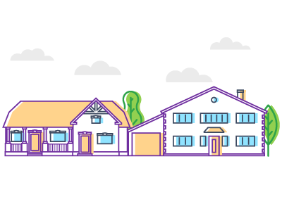 Two link detached homes with some clouds in the sky and trees in the background. SAM Conveyancing explains what a link detached house is and how you can find one