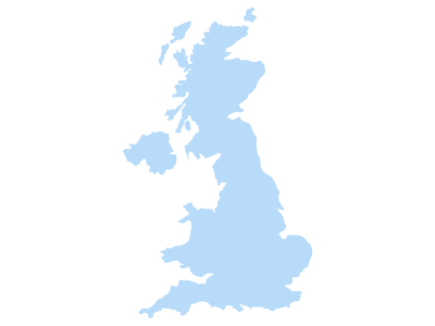 Image of the UK and Northern Ireland in a pale blue colour, SAM Conveyancing guide for mortgages for non-UK Citizens