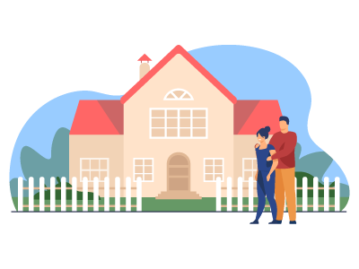 A couple stood outside of a house together. SAM Conveyancing explains your rights when your partner owns the house