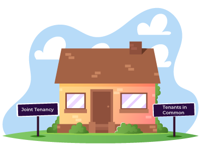 A house with two signs either side of it stating 'joint tenants' and 'tenants in common'. SAM Conveyancing explains what a notice of severance is and how it affects your joint ownership