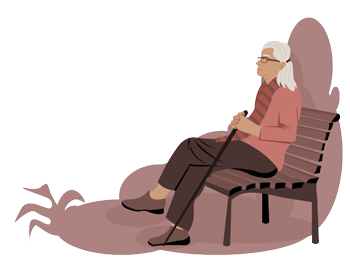 Old lady sat on a bench outside thinking about her deceased husband