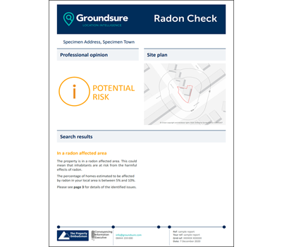 Example of radon search report. SAM Conveyancing's Radon Search Guide