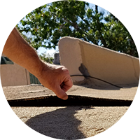 Damaged Roof Coverings on a Flat Roof as flagged in a RICS Home Survey from SAM Conveyancing