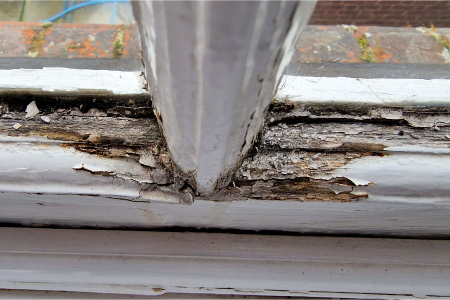 A rotten window frame