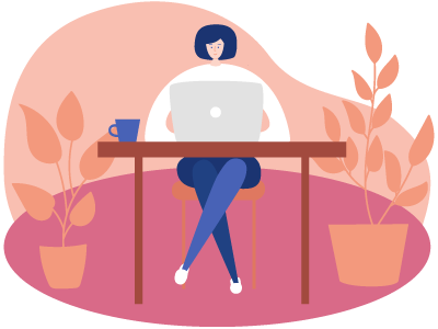 A self employed woman sat typing on her laptop with a mug next to her. SAM Conveyancing explains getting a self employed mortgage