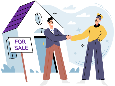 A seller and a buyer shaking hands after completion day. SAM Conveyancing explains the process of selling a help to buy home and how to sell a help to buy property