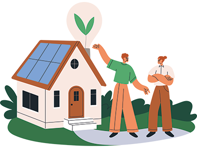 Couple appreciating their solar panels. Sam Conveyancing's guide on: Solar Panel Feed-In Tariff: How You Can Still Benefit