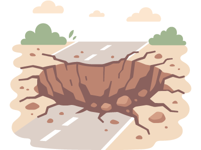 A sinkhole in the middle of a road. SAM Conveyancing explains how subsidence created a sinkhole in St Albans and how a home survey can help you