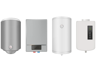 Four house boilers in a line. SAM Conveyancing answers 'does a homebuyers survey check the boiler'