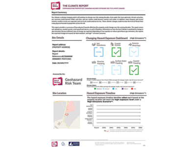 Example of the climate risk report. SAM Conveyancing's Climate Report Guide