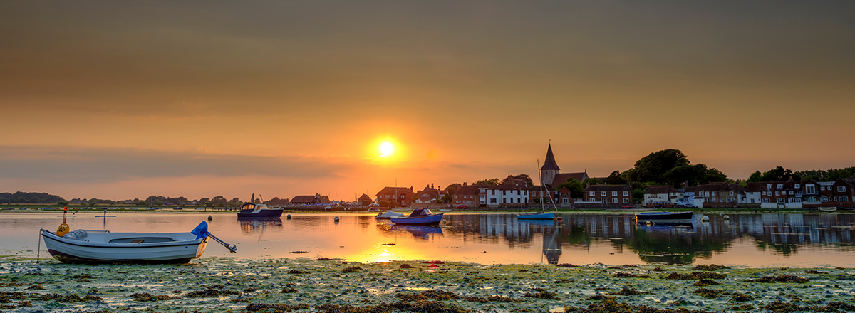 Panoramic view of Bosham Harbour in West Sussex. SAM Conveyancing's Housing Market Report for West Sussex.