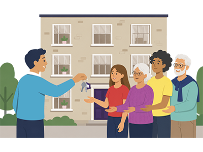 An illustration of a freeholder selling to leaseholders | SAM Conveyancing's guide to selling a freehold 
